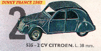 <a href='../files/catalogue/Dinky France/535/1963535.jpg' target='dimg'>Dinky France 1963 535  Citroen 2CV</a>